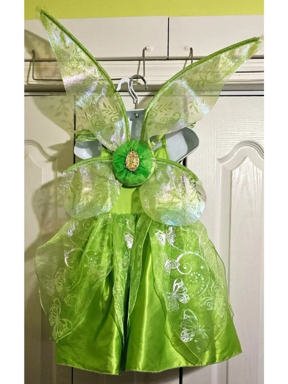 Disney Store Tinkerbell Dress with Light Up Wings Costume Peter Pan Girls 4